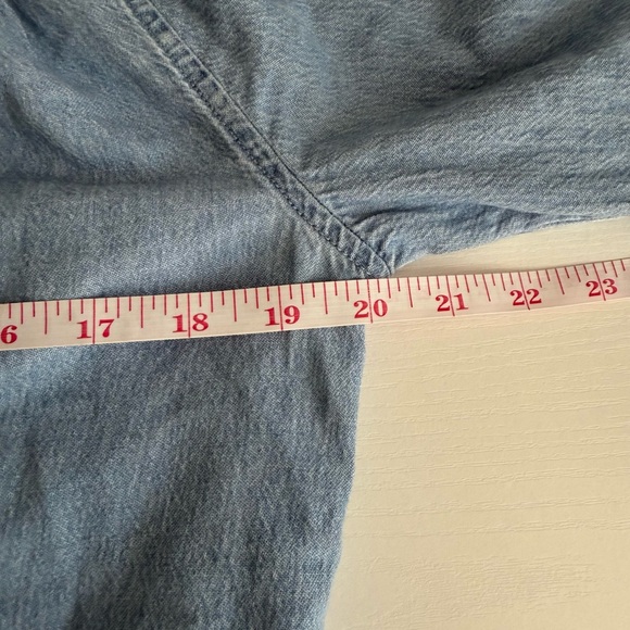 Madewell Popover Top Womens Emmie Wash Denim Shirred Long Sleeve Size XXS - Picture 8 of 14